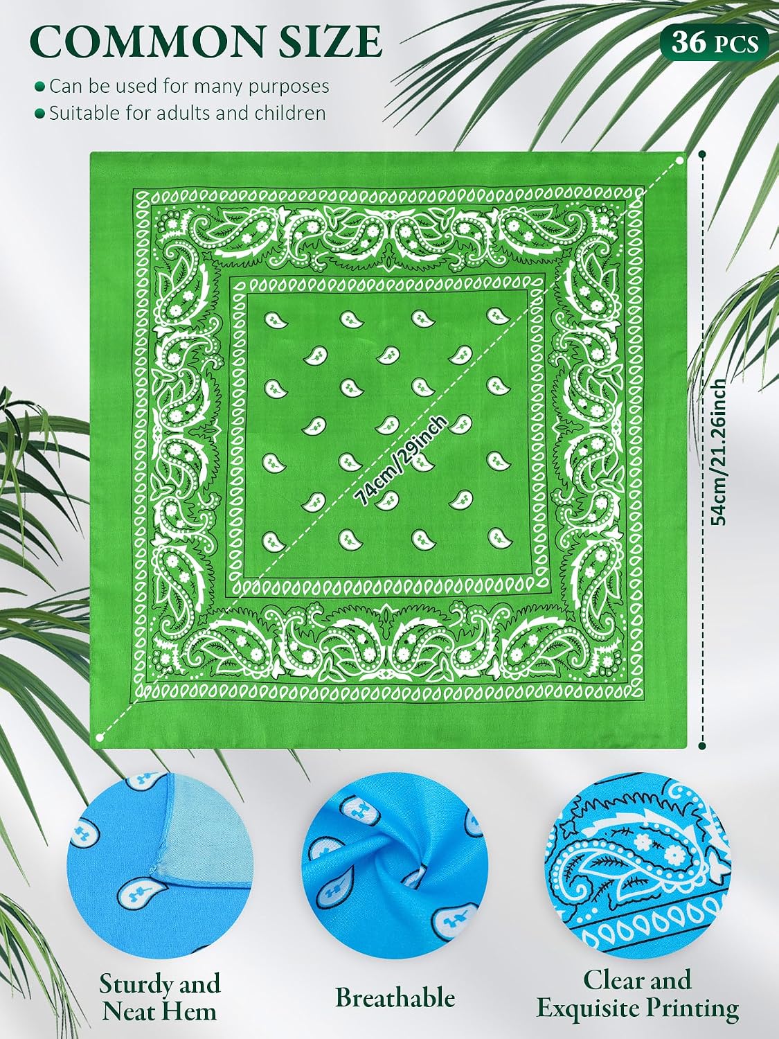 Unittype 36 Pieces Paisley Bandana Cowboy Bandanas Sports Novelty Headband Square Scarf Outdoor for Western Party Costume