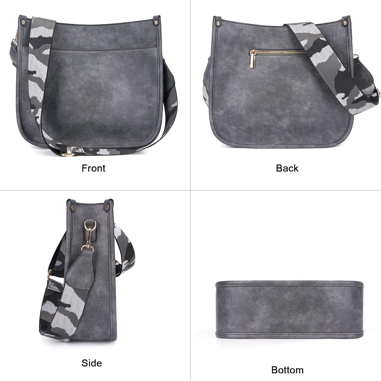 HKCLUF Crossbody Bag Purse for Women 2PCS/Set Leather Hobo Handbag Wallet Set With 2Adjustable Guitar Strap Shoulder Bag | Purse, 2PCS/Set, Leather, Wallet Set, Purse - Image 9