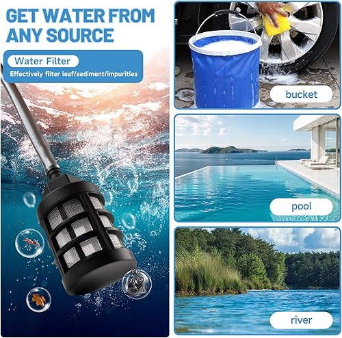 Miniatura 6 de Cordless Pressure Washer, 900PSI Portable Pressure Washer,Handheld Pressure Gun with 6-in-1 Nozzle,16FT Drain Hose,Power Cleaner for Car Floor Wall