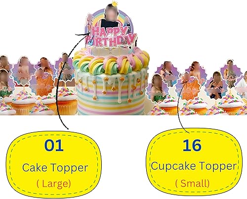 Miniatura 4 de Suministros para fiestas de cumpleaños, decoraciones de fiesta, juego de decoraciones de cumpleaños, 53 globos para cupcakes, decoración de tartas,