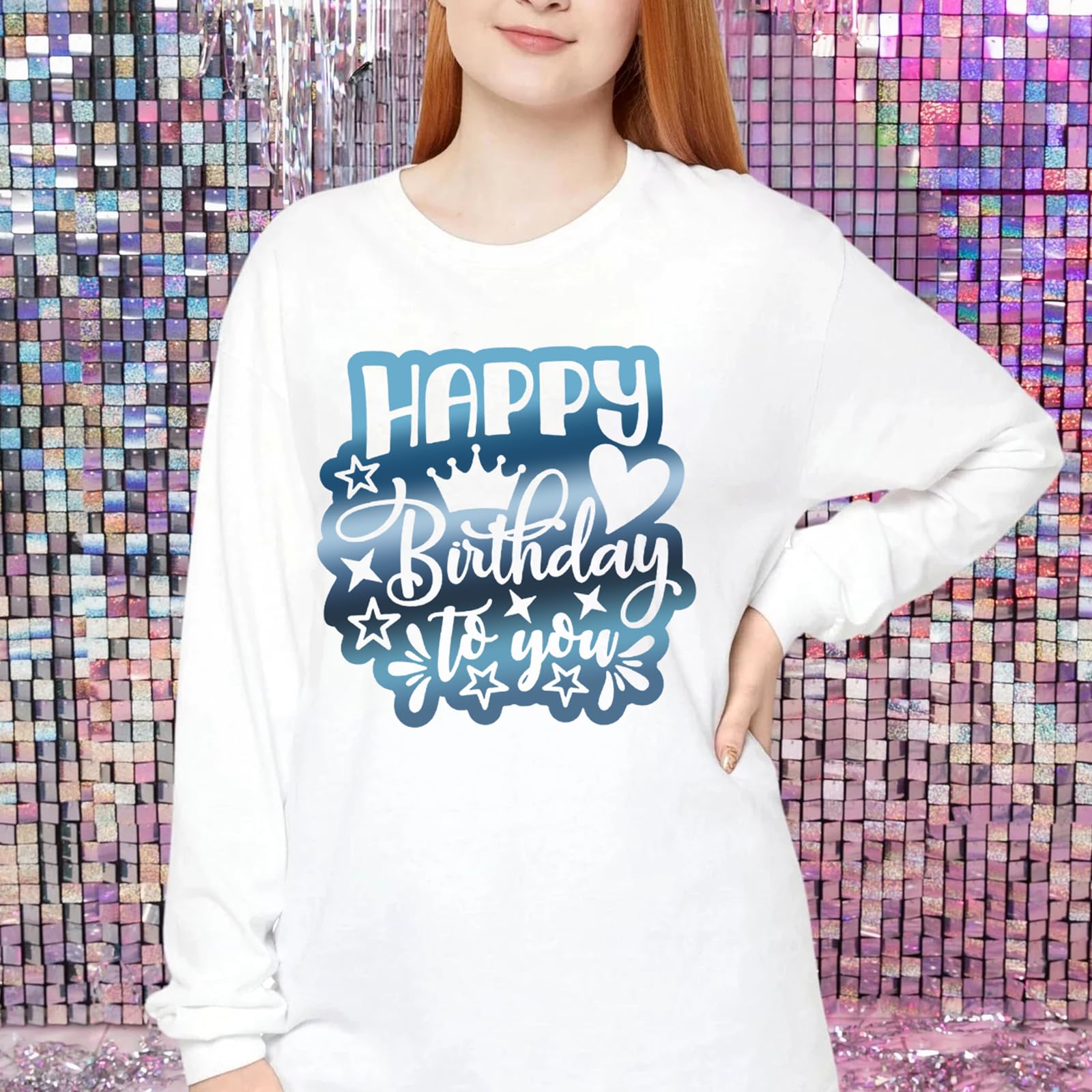 Rollo de vinilo HTV metálico azul lago, 12 x 8 pies, vinilo de transferencia de calor HTV azul claro para planchar en camisetas compatibles con Silhoutte Cameo o Cricut