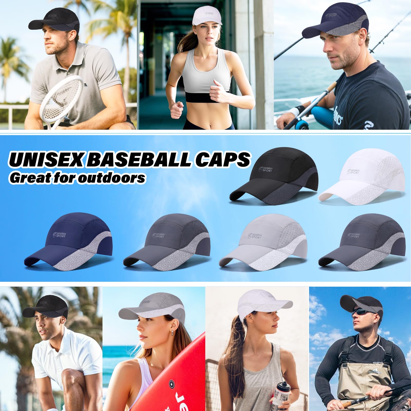 TAGVO 2 Packs Baseball Cap for Men Women, Sports Running Cap Quick Dry Breathable Sun Protection, Lightweight Foldable Mesh Caps, Outdoor Sun Hat — view 7