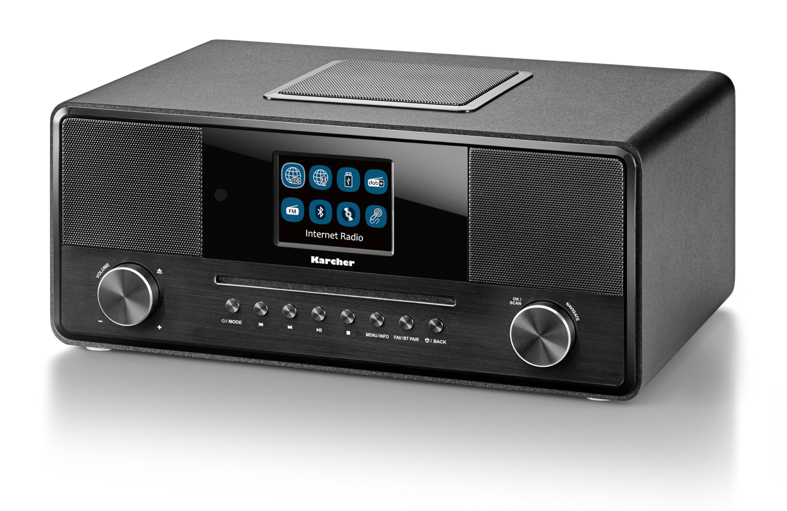 Karcher DAB 9000CDi Radio Internet z czytnikiem CD DAB+ UKW-RDS WLAN Bluetooth USB AUX-IN Podwójny budzik Subwoofer Czarny