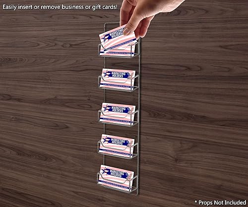 Miniatura 4 de Marketing Holders Soporte vertical para tarjetas de visita de pared, 5 bolsillos para tarjetas de contacto o citas de 3.5 x 2 pulgadas, organizador