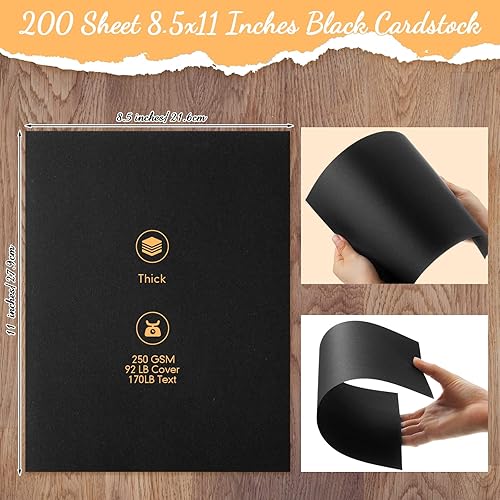 Miniatura 2 de 200 hojas de papel grueso de cartulina Kraft de 8.5 x 11 pulgadas, papel pesado para impresora de cartulina de 250 GSM, cubierta de 92 libras,