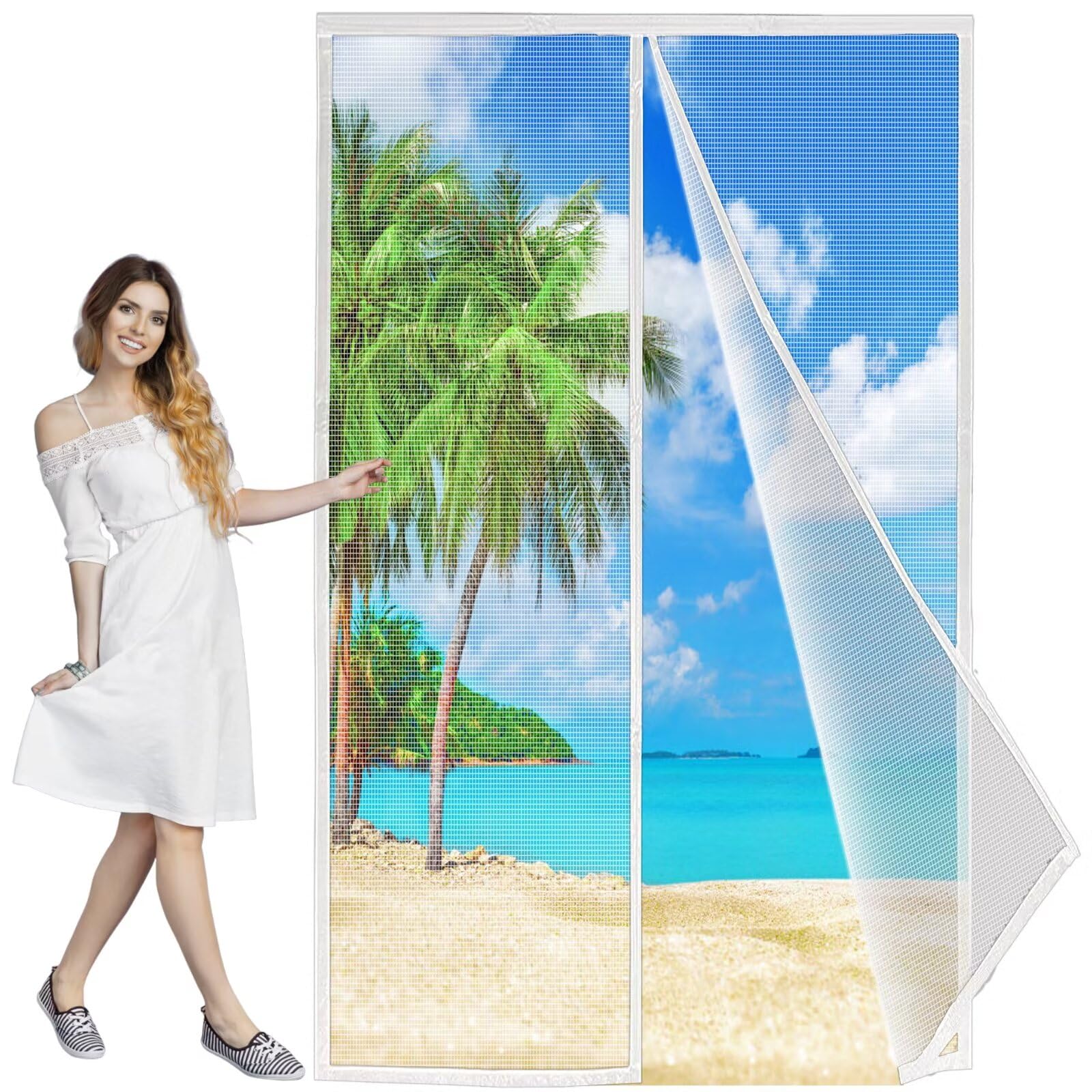 Magnetisches Fliegengitter Für Balkontür – 180 X 200 Cm, Selbstschließend, Mit Klebeband, Schwarz