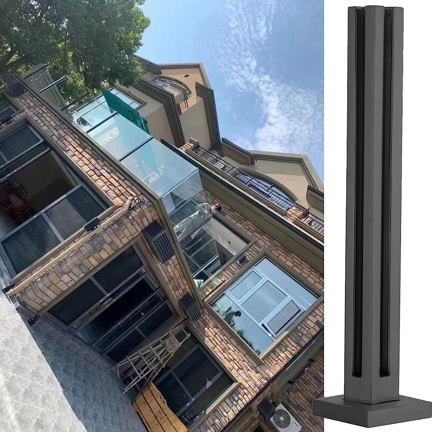 Poste de esquina de aluminio de 85 cm columna de soporte cuadrada exterior
