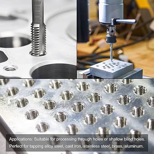 Miniatura 5 de uxcell Macho de fresado de rosca 2-56 UNC, M42 HSS (acero de alta velocidad) sin recubrimiento 3 flautas rectas Máquina Tornillo roscado Macho 2B