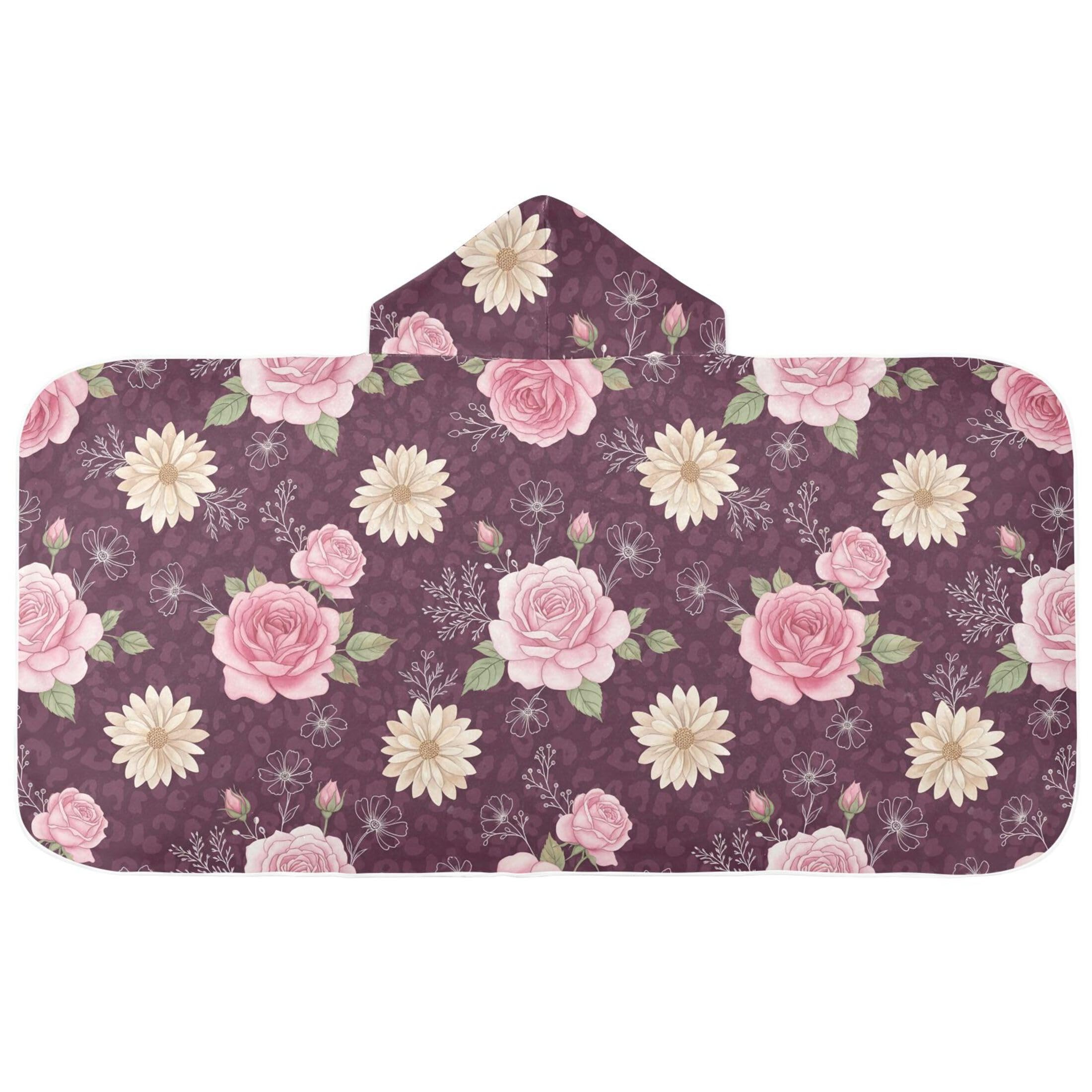Fuauuyl Flowers Hooded Baby Bath Towel Soft & Breathable Towel for Newborns Infants Toddlers, Nursery Essential