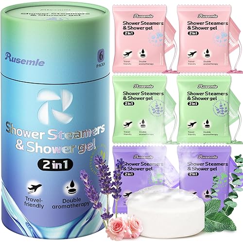 Shower Steamers Aromatherapy 6 Pack - Birthday Gifts for Women, 2-in-1 Shower Steamers and Body Wash, Stress Relief and SPA Gifts for Women Mom, Christmas Gifts Stocking Stuffers for Women Adults
