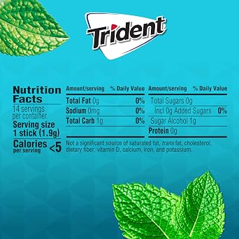 علكة خالية من السكر من Trident Mint Bliss ، 12 عبوة من 14 قطعة (168 قطعة)