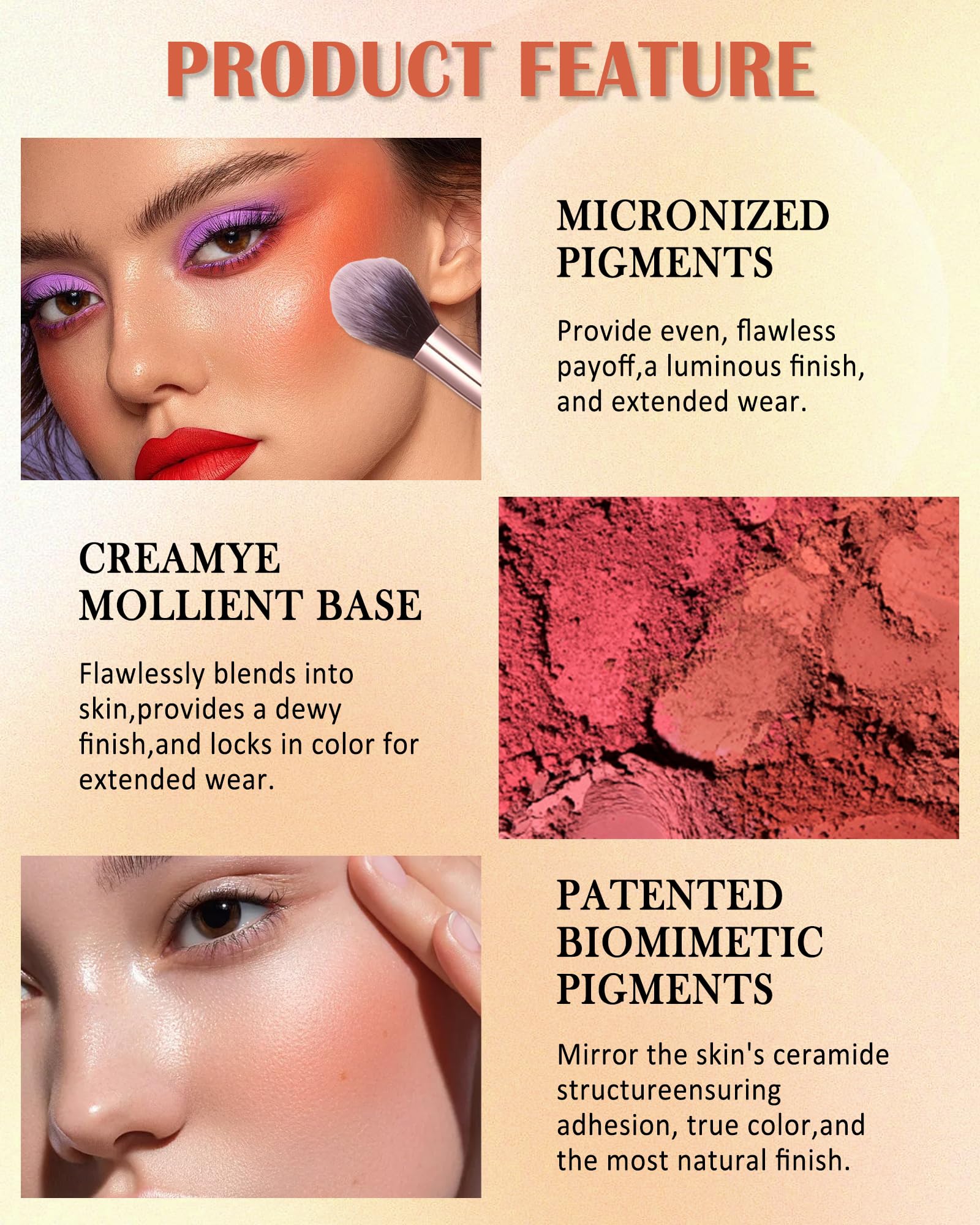 Paleta de rubor facial mate con brocha, 6 colores de alto pigmento, mineral sedoso, mezclable, polvo de contorno para mejillas, cosméticos de belleza facial de larga duración, regalo de maquillaje 4