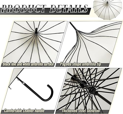 Miniatura 3 de Abbylike Parasoles góticos grandes para protección solar, 4 unidades, sombrilla gótica con mango largo para protección contra rayos UV para mujer