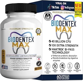 BioDentex Max Maximum Strength Probiotic Supplement, 40 Billion CFU, 60 Capsules, with MAKTREK Bi-Pass Technology for Digestive Health Support (1)