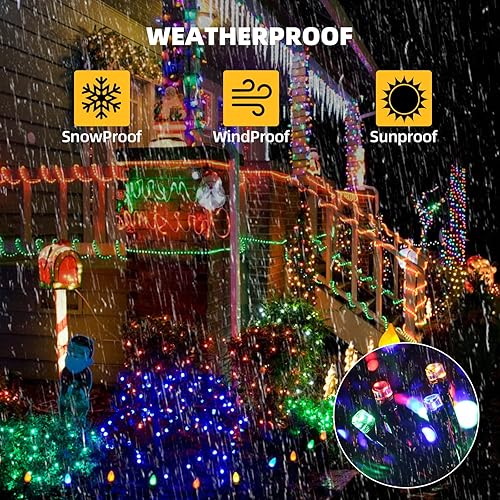 Miniatura 7 de 500 luces LED multicolor para árbol de Navidad de Halloween, luces de Navidad conectables de 170 pies con 8 modos de luces con certificación UL,