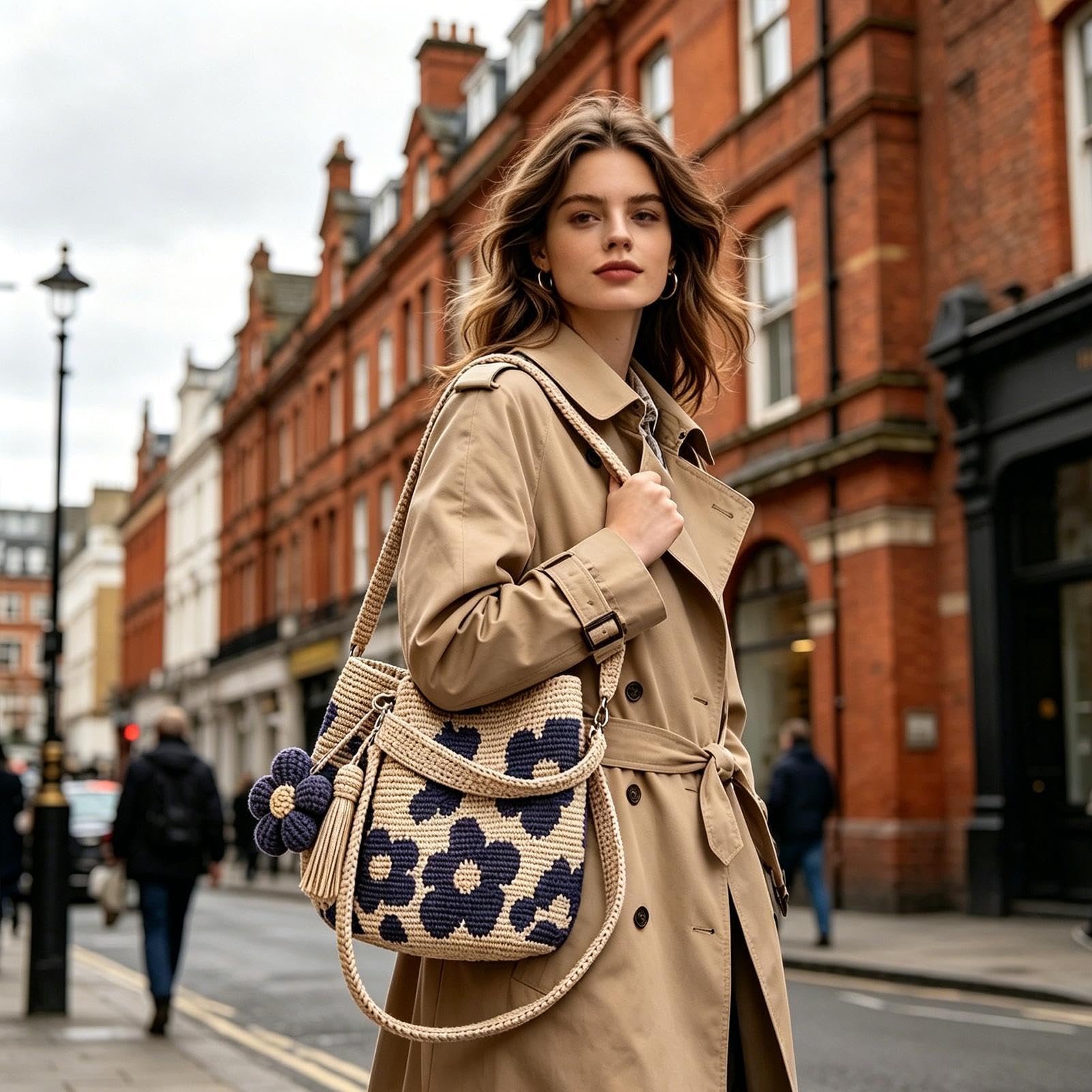 Bolsas de ganchillo para mujer – Bolsa tejida a mano de ganchillo de flores bohemias | Elegante bolsa de viaje de playa para natación, barco, crucero, vacaciones, verano, gimnasio, almuerzo, ducha