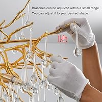 Vista 3 de Candelabros de cristal para comedor, candelabro dorado moderno de 24 pulgadas, candelabro redondo de 8 luces de rama de árbol, lámpara colgante