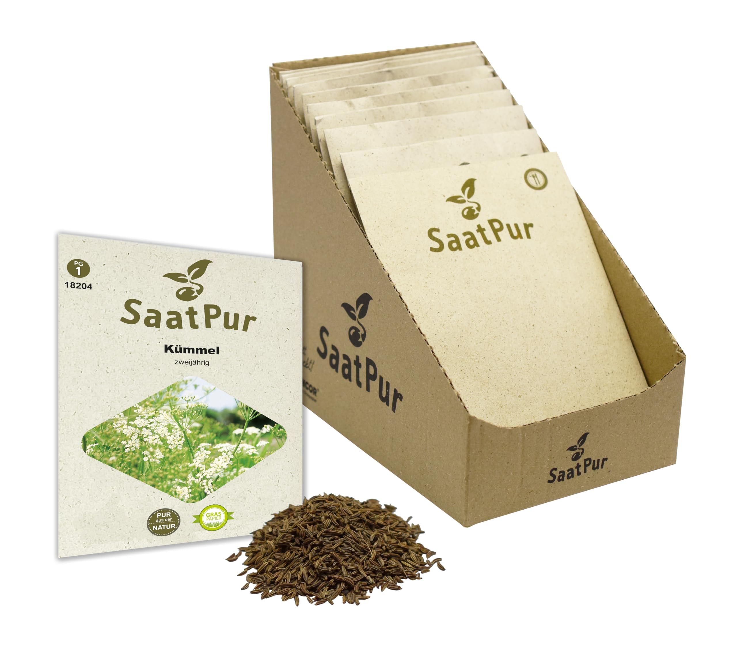 SaatPur Kümmel Samen, Saatgut - Kleines Tray mit 25 Portionstüten für je ca. 100 Pflanzen