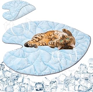 Cooling Mat for Cats Dogs - Pet Leaf Shaped Cool Pad, Summer Double-Sided Cat Puppy Cold & Warm Mats, Pets Washable Sleeping Blanket for Bed Floor Sofa Chair Kennel Indoor (S, 31.8"x 26.7")