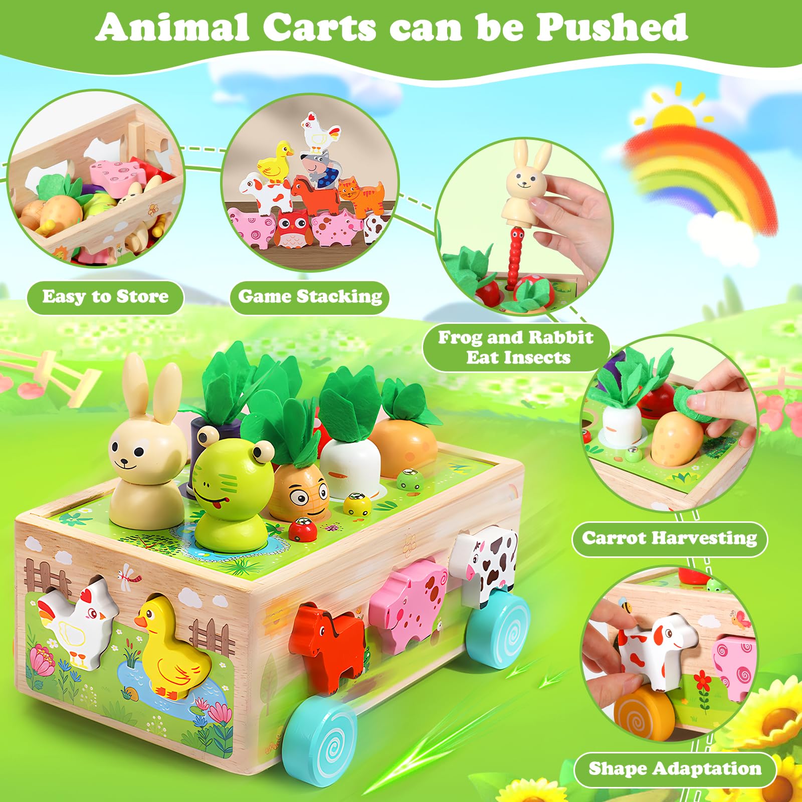Juguetes Montessori 1 Años, 6 En 1 Juegos Educativos Madera, Juguete Bebés Safari De Caja Actividades De Motricidad Fina Con Juego De Pesca, Juegos Montessori 1 Año Regalo Ideal Para Niños De 1 2 3