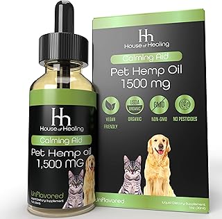 House of Healing Hemp Oil for Dogs & Cats :: Hemp Extract :: Rich in Omega 3,6,9 :: Supports Hip & Joint Health, Natural Relief for Pain, Separation & More