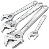 Topline 4-piece Adjustable Wrench Set with Wide Handle&comma; Included 12-In&comma; 10-In&comma; 8-In&comma; 6-In&comma; Adjustable Wrench Set with Measurement Scales&comma; Perfect for Plumbing&comma; Home and Garage Applications