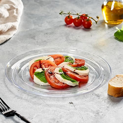 Miniatura 2 de PLASTICPRO Platos desechables de plástico transparente con platos de fiesta, de alta calidad, pesados y elegantes (20, transparente)