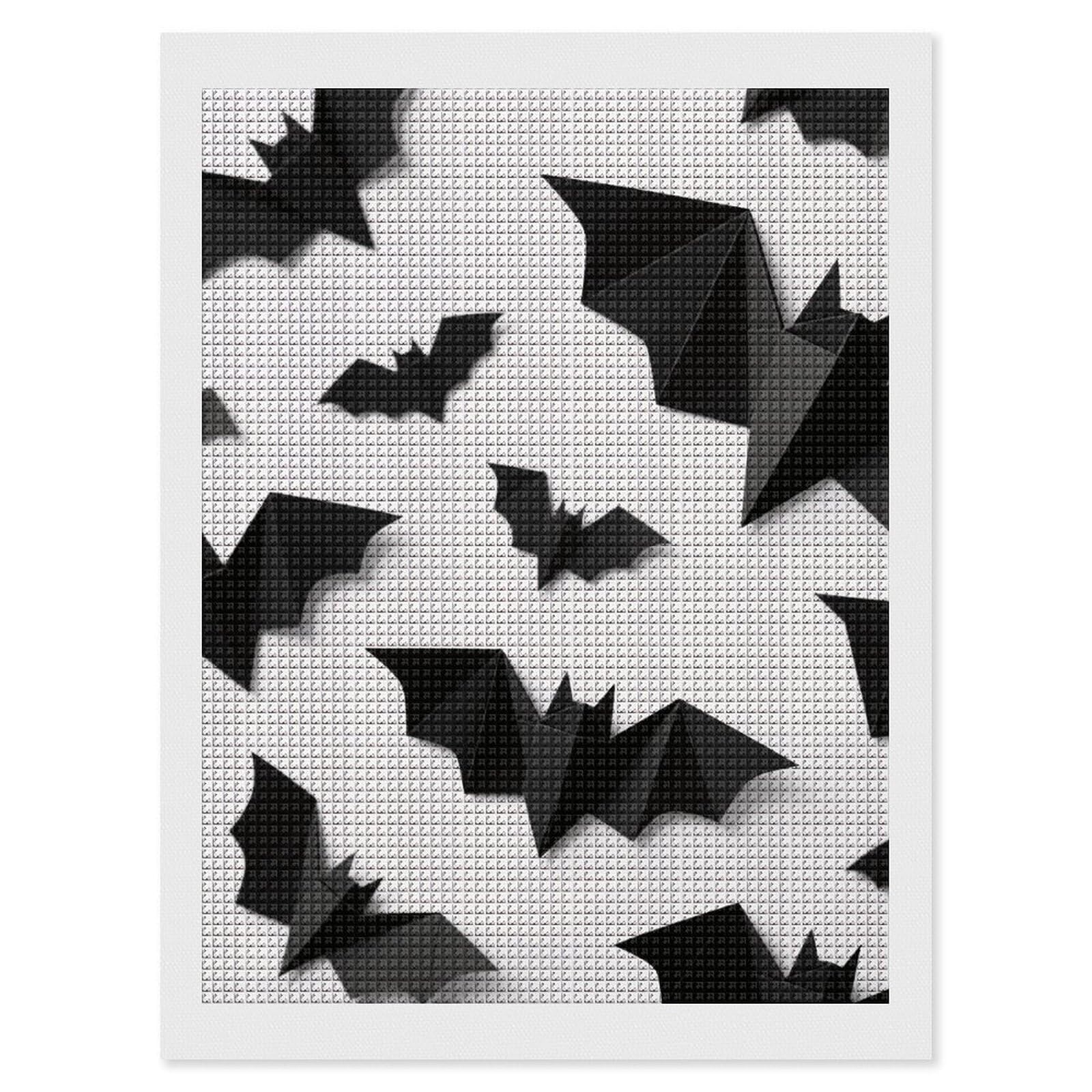 FodPand Halloween Bats 5D Diamond Painting Kits for Adults Beginners Full Drill Square Diamond Dots Pictures Gem Art Supplies for Home Wall Room Decoration DIY Craft Set Gift 12x16