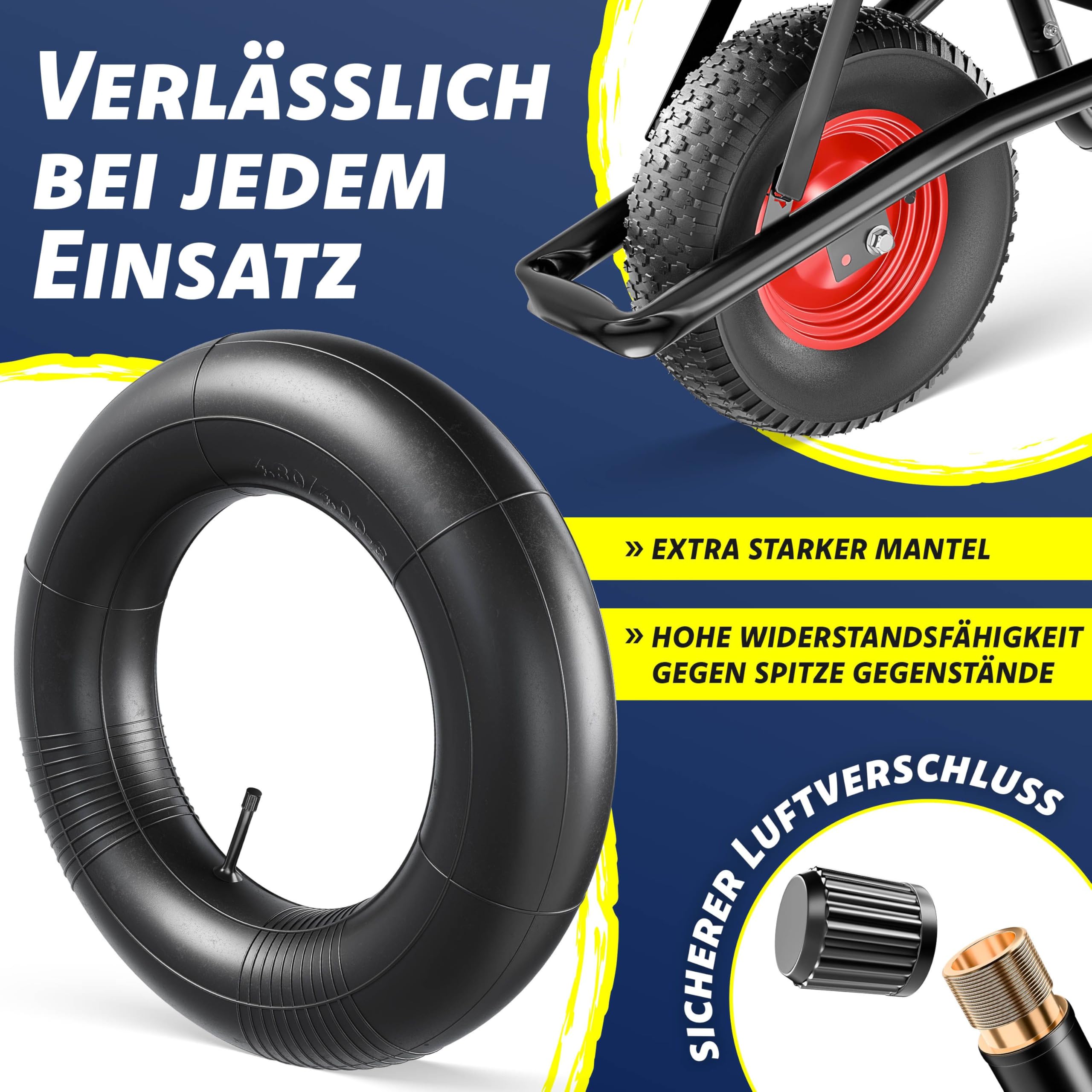 MASKO® Schubkarre Bauschubkarre Gartenschubkarre 100 Liter 250kg Luftreifen mit Stahlfelge + Ersatzschlauch Schubkarrenschlauch, verzinkt Stahlrahmen Garten Karre Schiebkarre Transportkarre Handschuhe