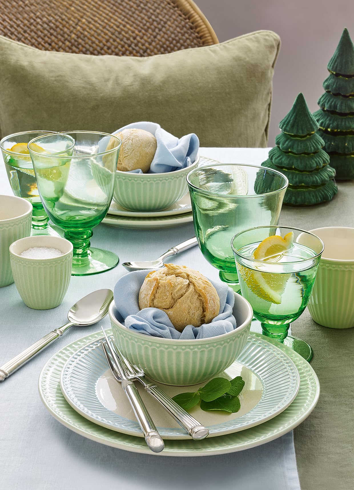 Bowl with lid Alice Pale Green Set of 3