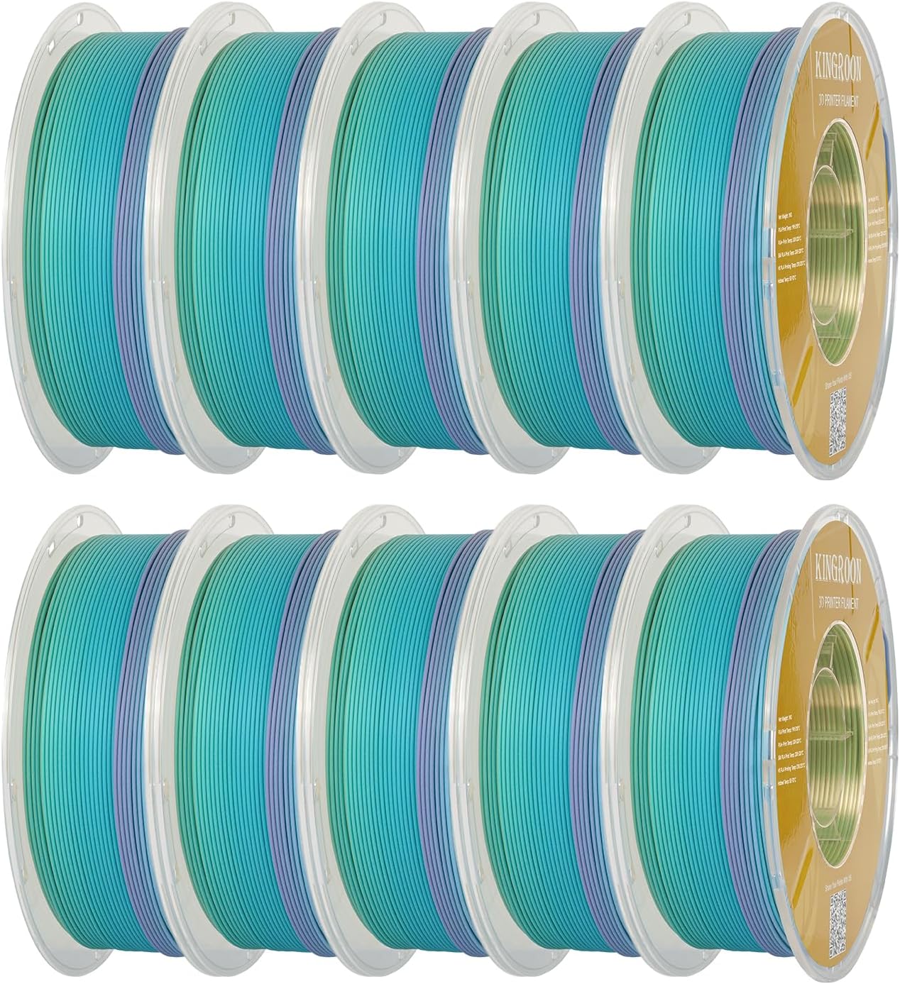 Kingroon Matte PLA Filament 1.75mm 3D Printer Filament Matte Filament 10kg Dimensional Accuracy +/- 0.02 mm (10 Rolls Matte Rainbow)