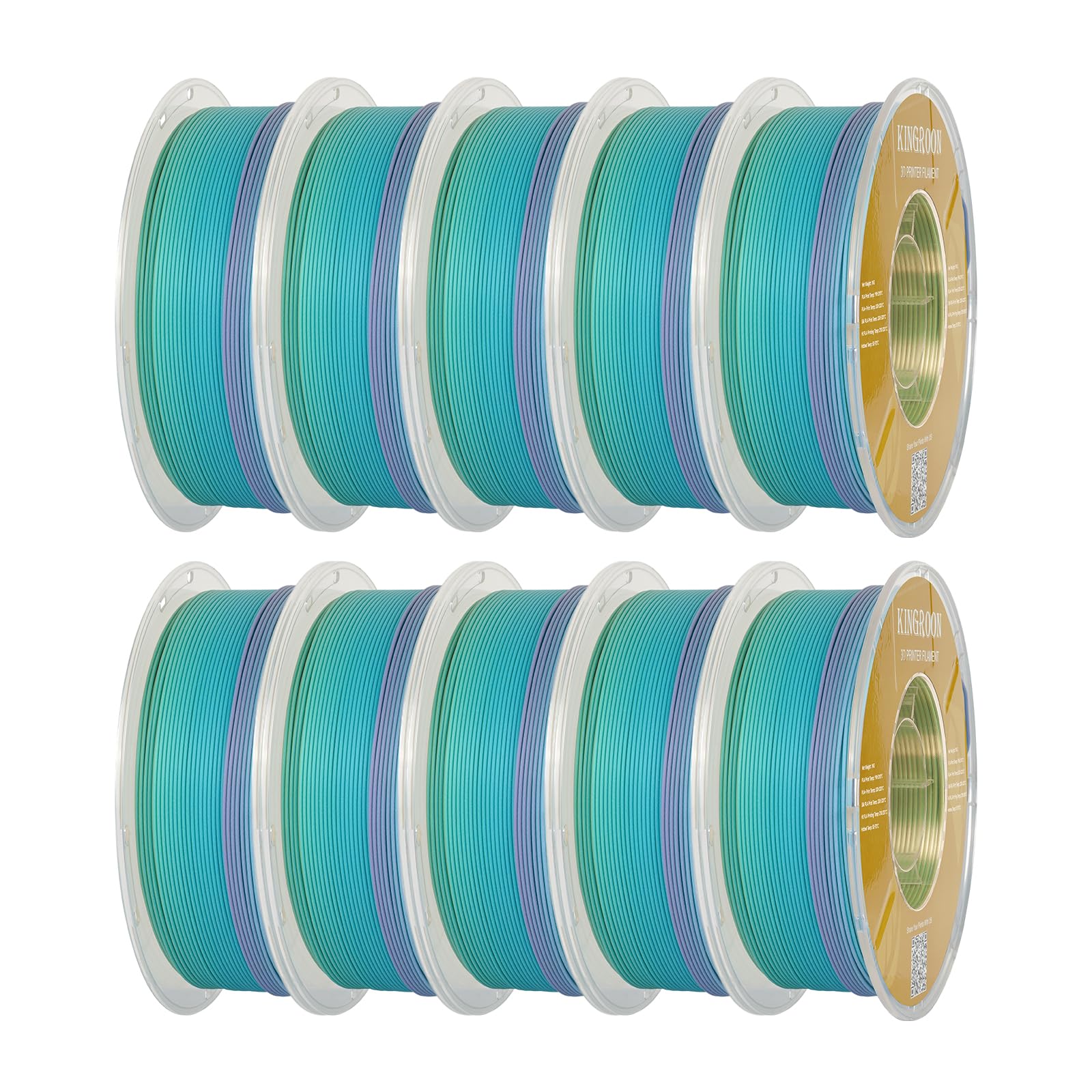 Kingroon Matte PLA Filament 1.75mm 3D Printer Filament Matte Filament 10kg Dimensional Accuracy +/- 0.02 mm (10 Rolls Matte Rainbow)