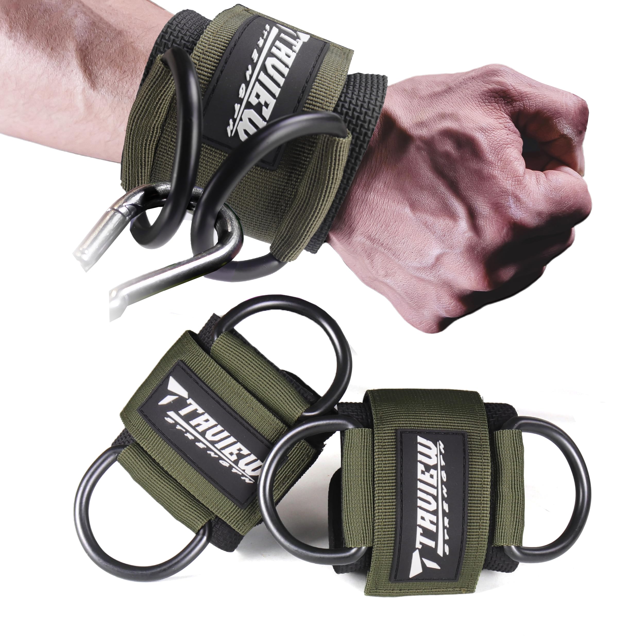 cable machine wrist cuffs d-ring straps – adjustable padded wrist support for men & women, gym wrist cuffs for cable workout & resistance bands
