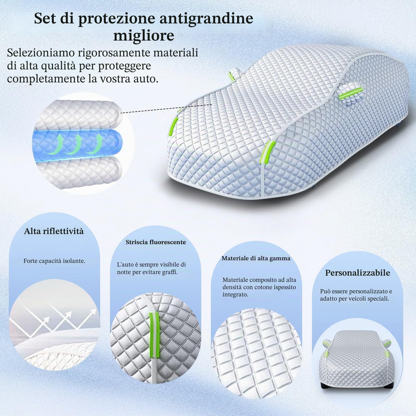 Telo copriauto antigrandine per VW Polo 5 Porte 2003-2025, Copriauto da esterno, Anti Grandine, Anti-Neve, Impermeabile, Resistente, Anti UV | Adatto per Polo Life, R-Line, GTI