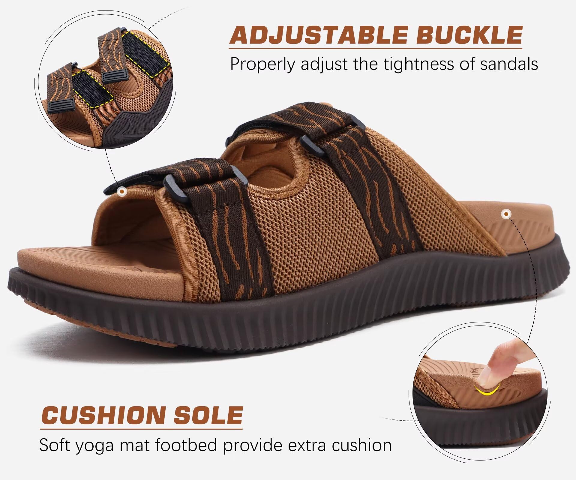 KuaiLu Sandali Sportivi Uomo Comode Camminata Ortopediche Fascite Plantare Memory Foam Ciabatte Estive Leggero Regolabile Antiscivolo Plateau Sandalo