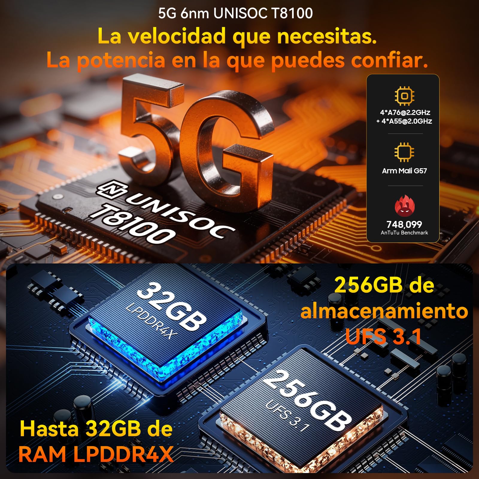Blackview Rock 2 Pro Movil Irrompible, Android 16 Movil Indestructible 5G 32GB+256GB, 6.67" HD+ Display 120Hz 15000mAh IP69K Móvil Rugerizado, 16MP AI Kamera, NFC/OTG/GPS/Gemini AI/Glove Mode 2.0
