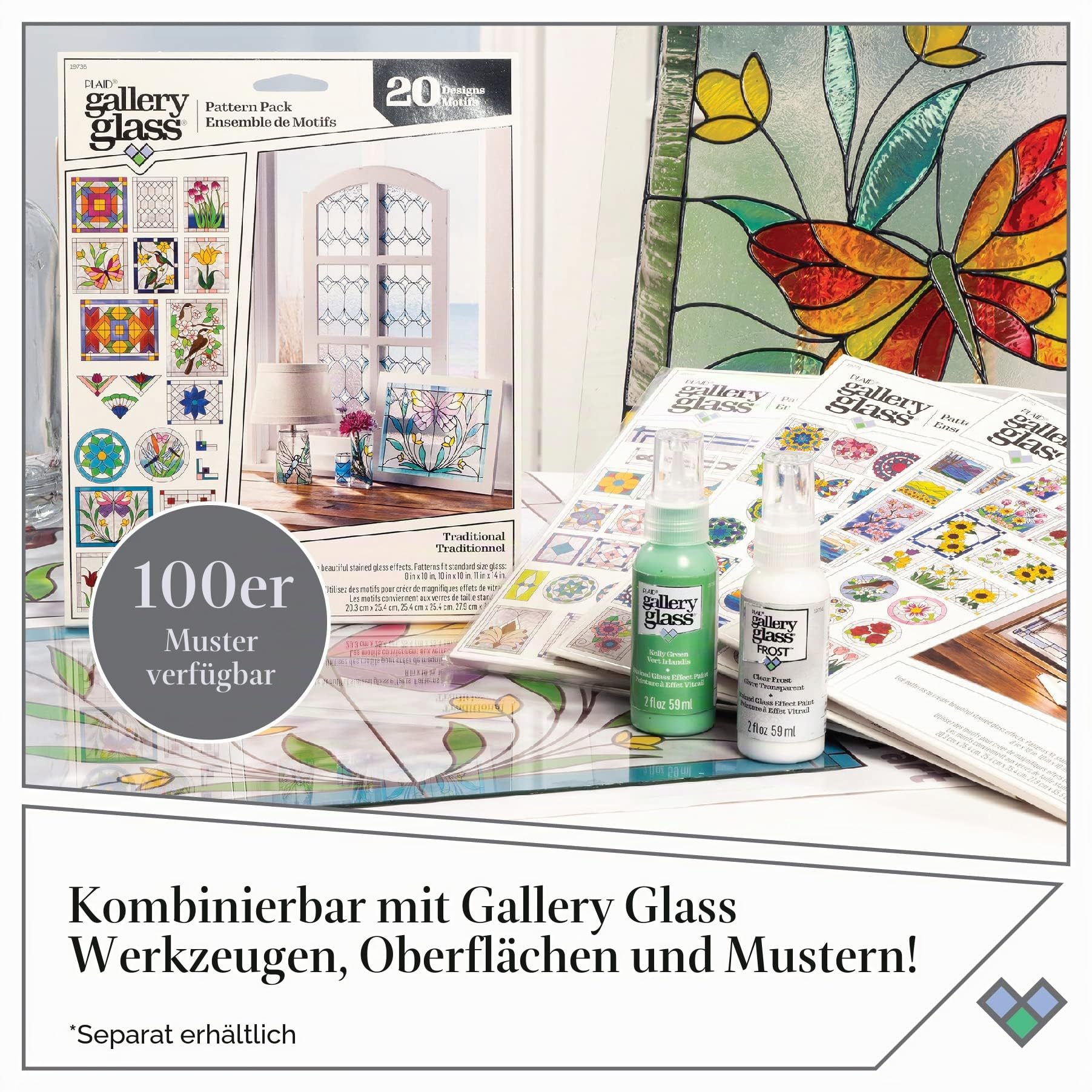 Gallery Glass, Buntglassverzierungen für Bastler, perfekt für Anfänger und Künstler, PROMOGGPW22, 236 ml, 4-teilig
