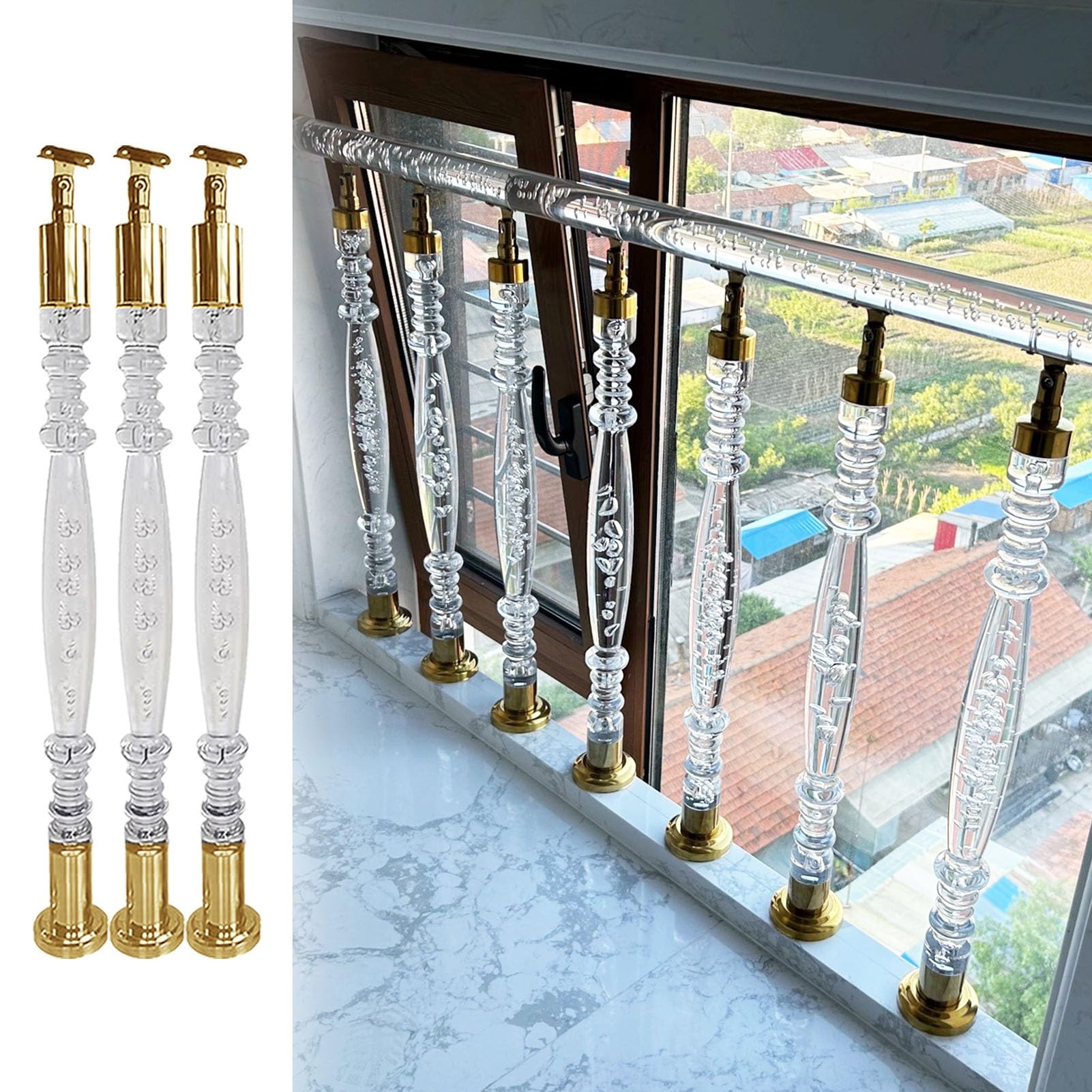 Garde-corps de terrasse en acrylique haut de gamme avec balustres pour escalier
