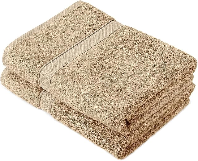 Sleep and Beyond Egyptian Cotton 500 GSM Hand Towels for Bathroom (Latte, 2 Pack)