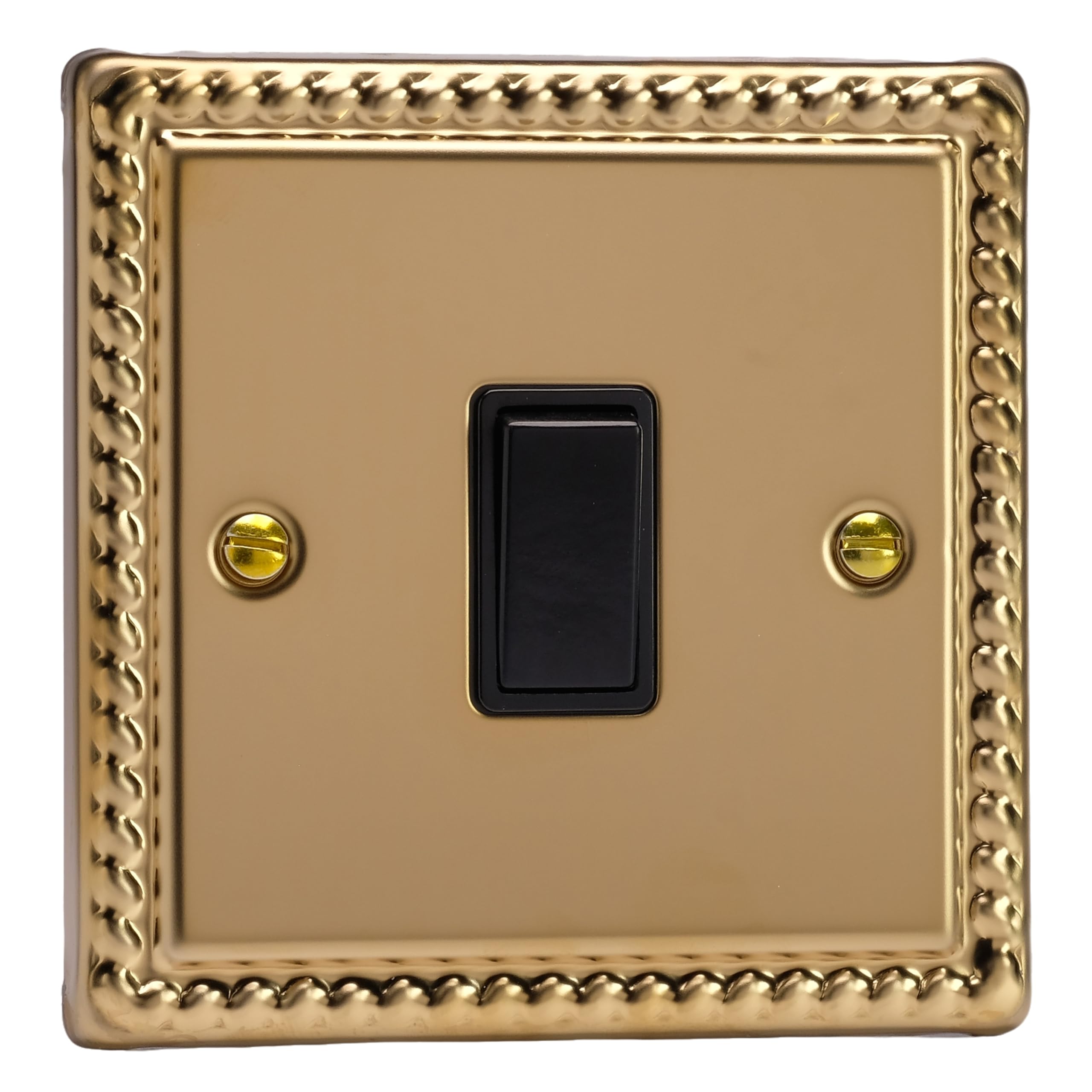 Georgian Brass Rope 13 AMP Switched Fused Spur Black Inserts & Switches
