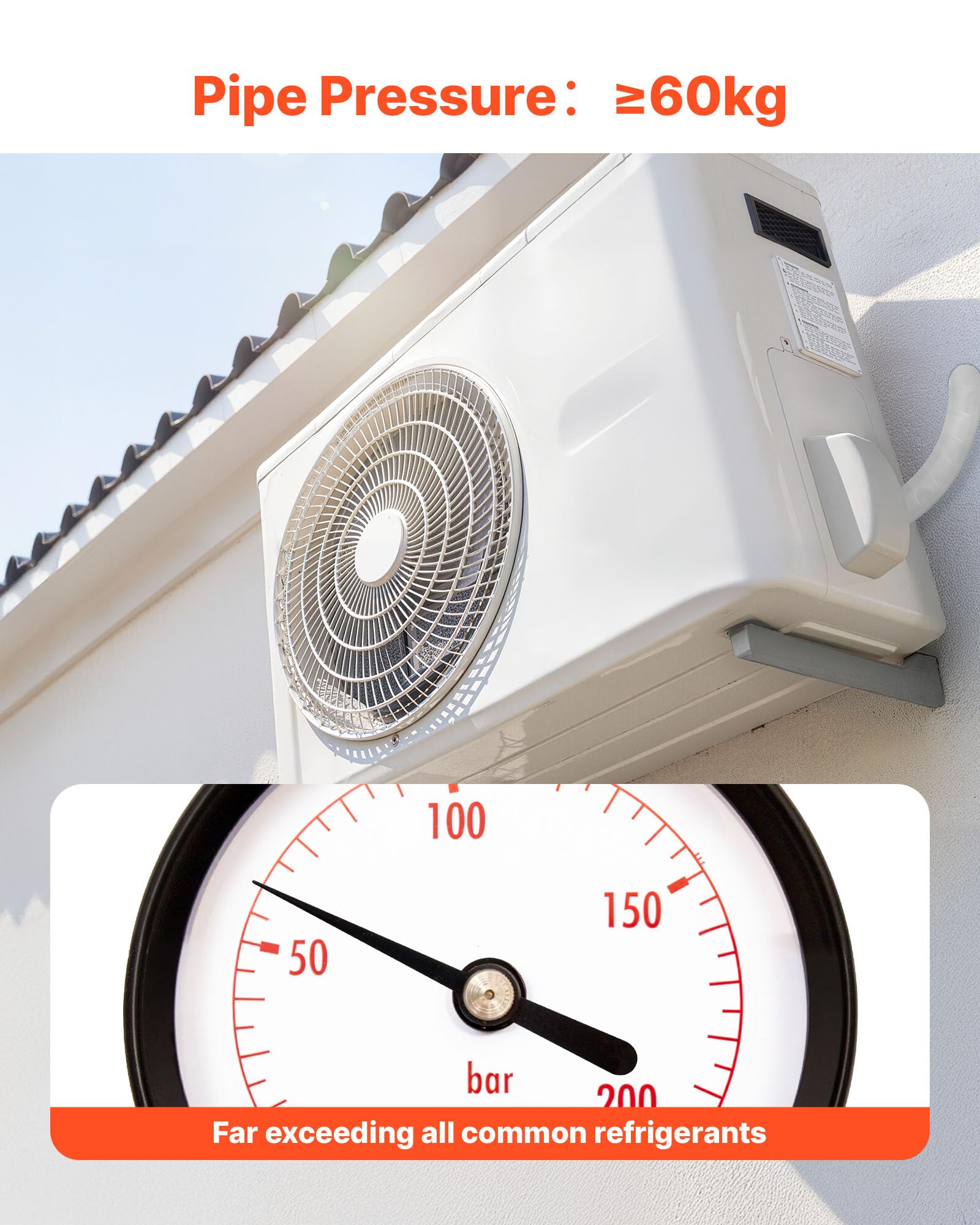 VEVOR Conducto Refrigerante de Cobre Largo de 15,24 m, Tubo de Cobre Aislado Diámetro Exterior 6,4 mm y 12,7 mm, para Sistema de Mini-split de Aire Acondicionado, Tubo de Bobina Aislante de PE