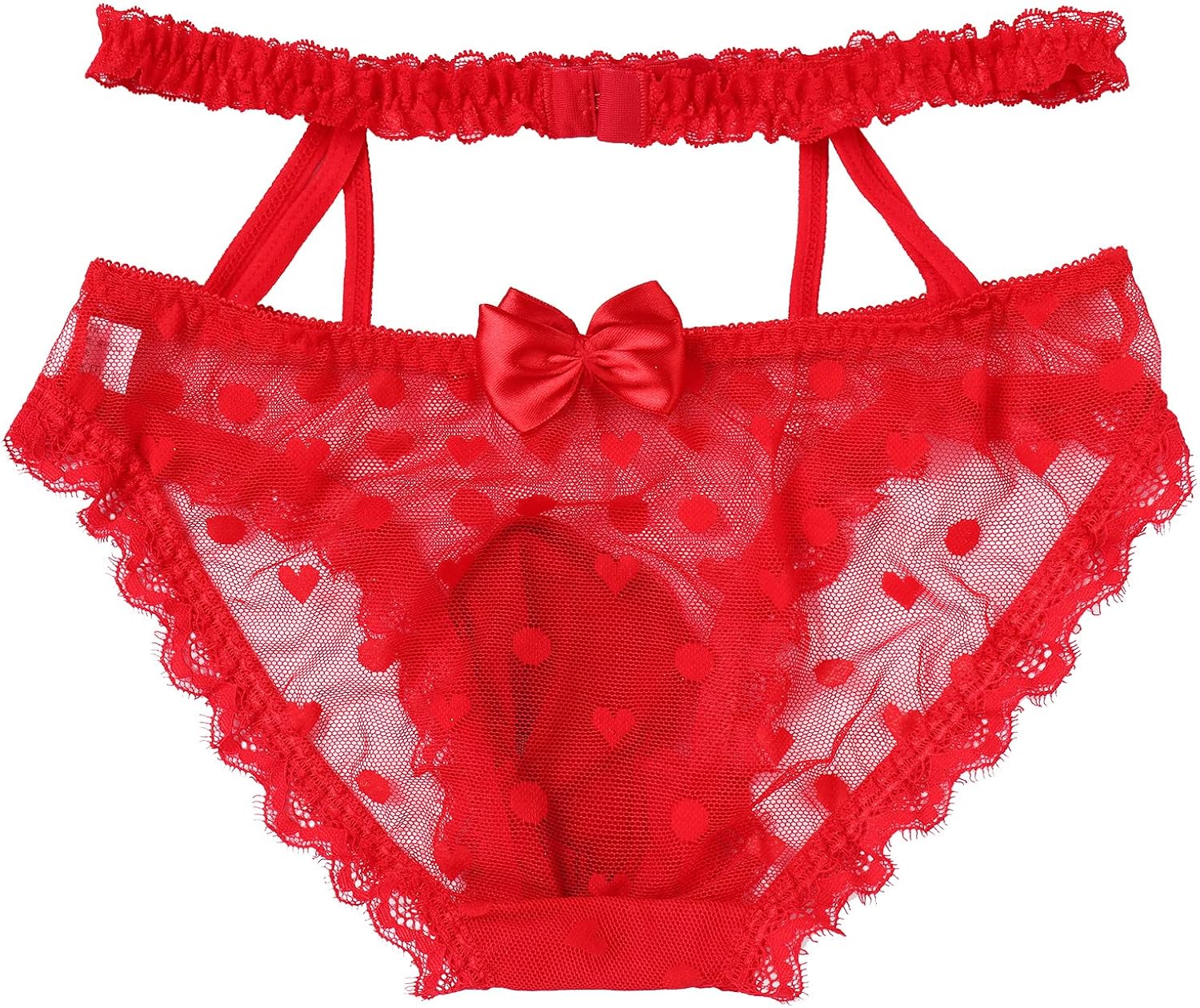 IBAKOM Herren Sissy Dessous Spitzenhöschen Bikinislip mit Trägern ...