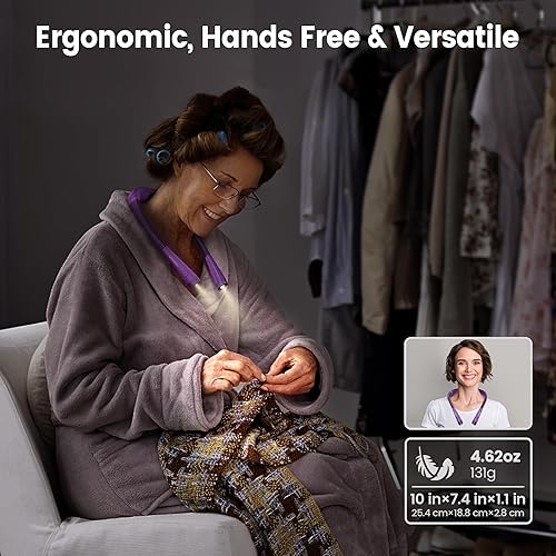 Miniatura 6 de Glocusent Luz LED de lectura para el cuello, luz de libro para leer en la cama, 3 colores, 6 niveles de brillo, brazos flexibles, recargable, de