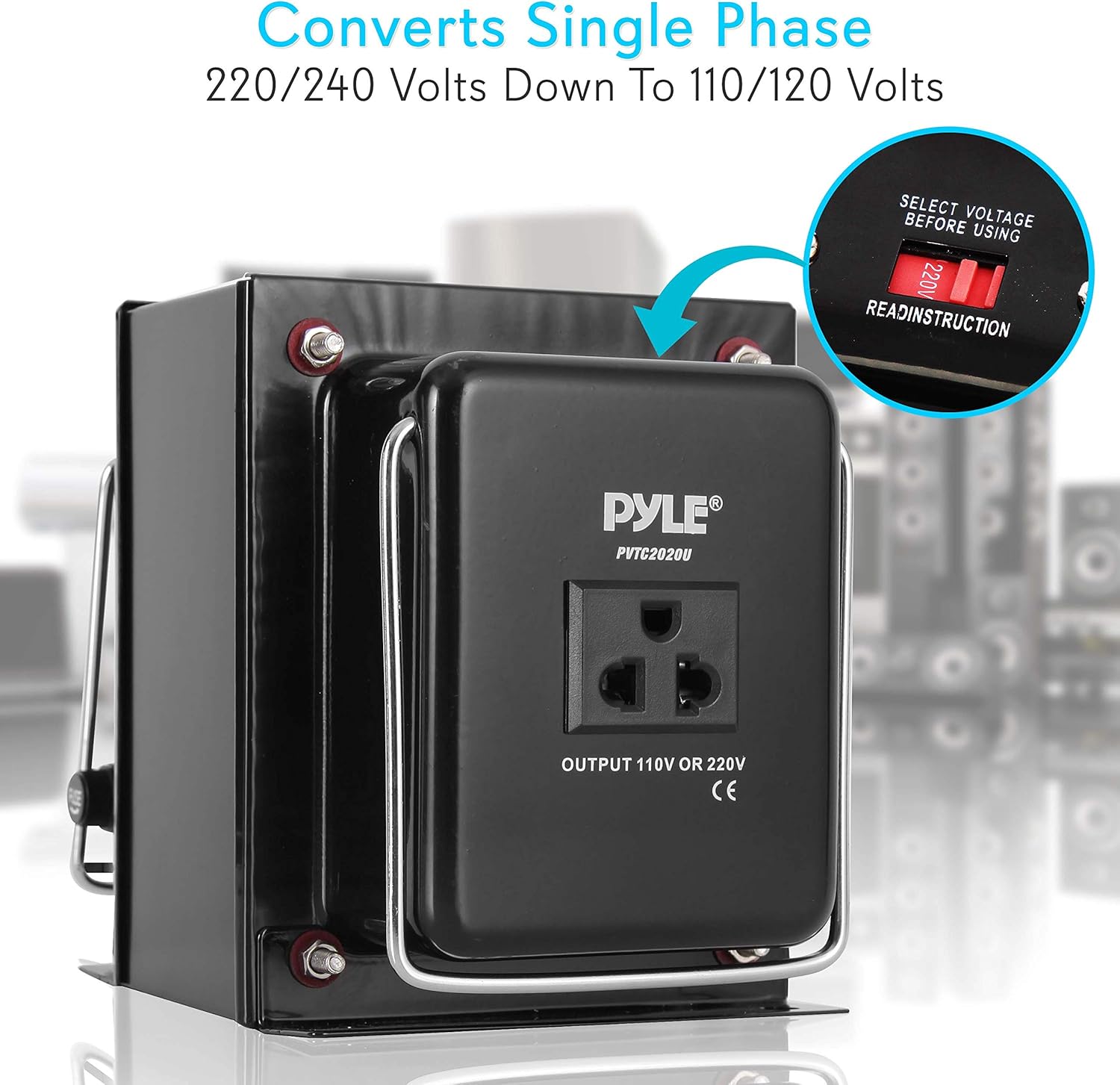 🛒 Flаѕh Sаlе Step Up and Down Converter - 2000 Watt Single Phase 220/240 Volts Down to 110/120 Volts, Voltage Converter Transformer w/ European Power Adapter, One Grounded Outlet, 2 Extra Fuses - Pyle PVTC2020U