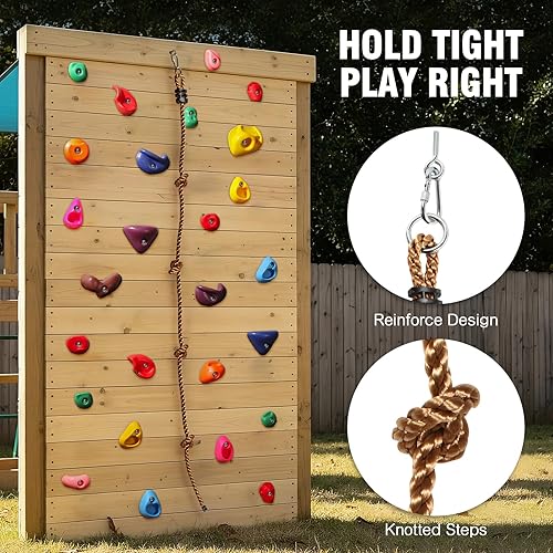 Miniatura 5 de SEKKVY 25 soportes de escalada en roca con cuerda de escalada anudada de 6.56 pies, soportes de escalada para niños para interiores y exteriores,