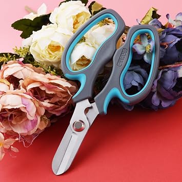 Blue Flower Shears Pruning Scissors Stainless Steel Garden Secateurs