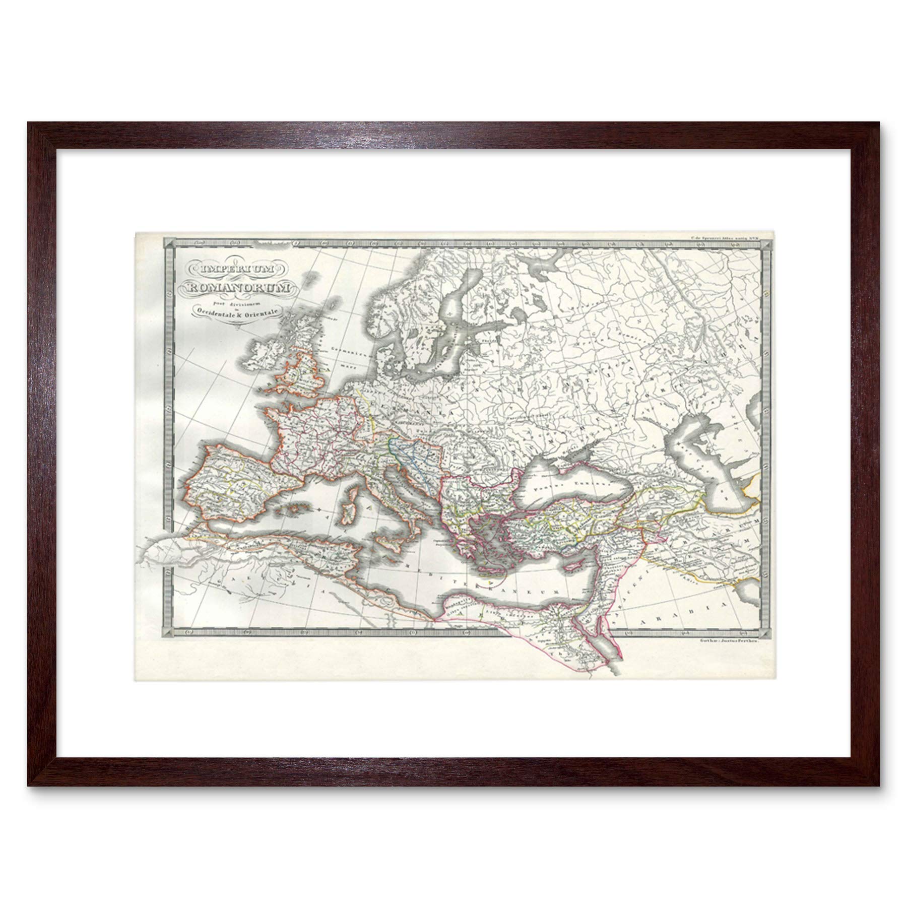 Wee Blue Coo Map 1850 Roman Empire East West Ancient Rome Picture Framed Wall Art Print