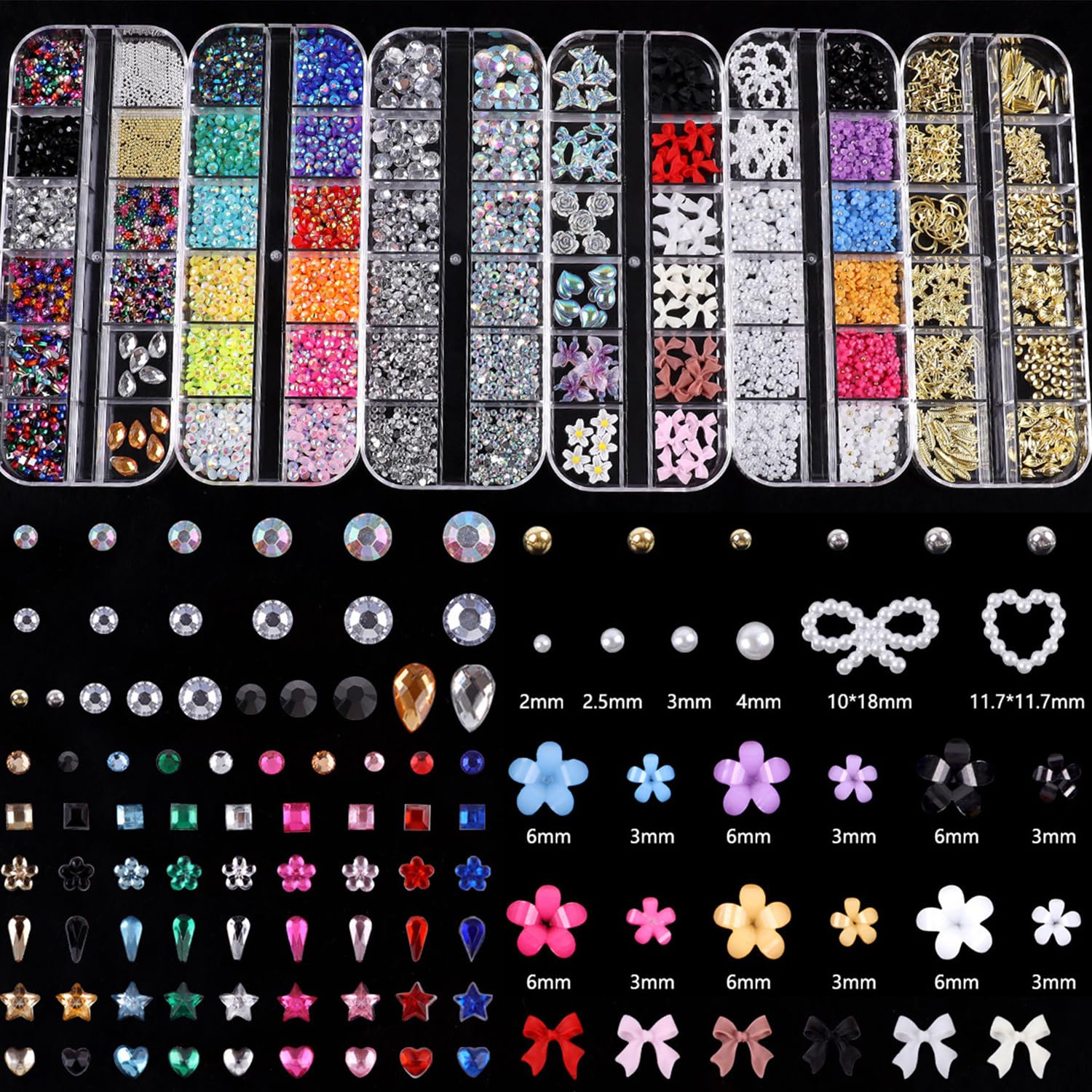 3500 Pièces Strass Ongle Nail Art, Bijoux Ongles Nail Art 3D Strass pour Ongle Avec Pince à Epiler et Stylo de Cueillette Strass Ongles pour Décoration de Ongle Visage Vêtements