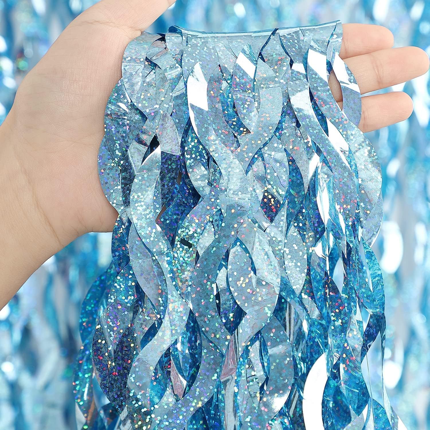 20 Pack Foil Curtain Backdrop Red Metallic Tinsel Foil Fringe Curtains Photo Booth Props for Birthday Wedding Engagement Baby Shower Bachelorette Christmas Holiday Celebration Party Decorations main image 0
