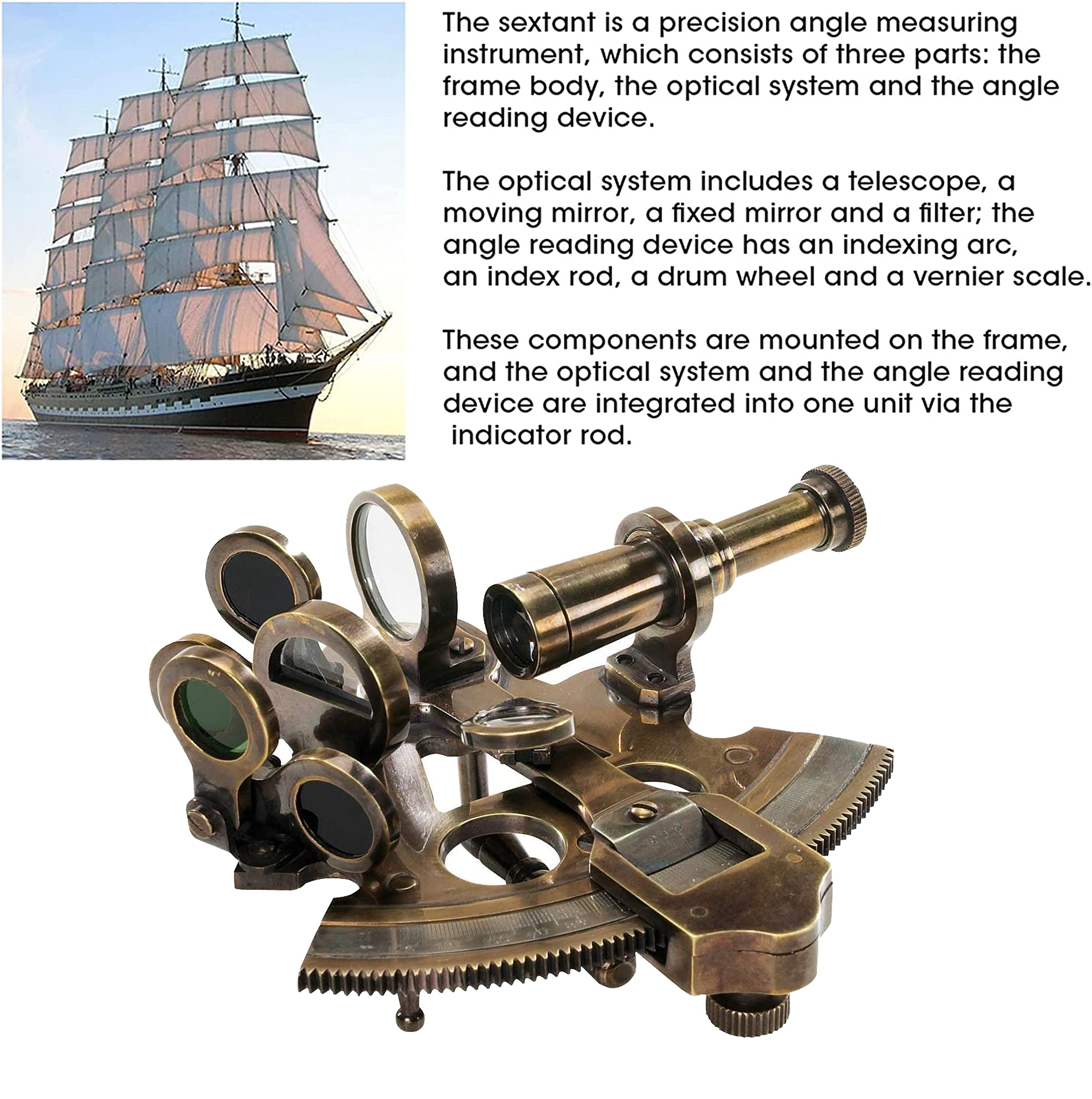 Messing nautischer Sextant J Scott London Vintage Antik Astrolabe Schiff Navigation Instrument himmlisch & nautisch Sextant mit zwei extra Sichtteleskop/strolable Sextant Werkzeug